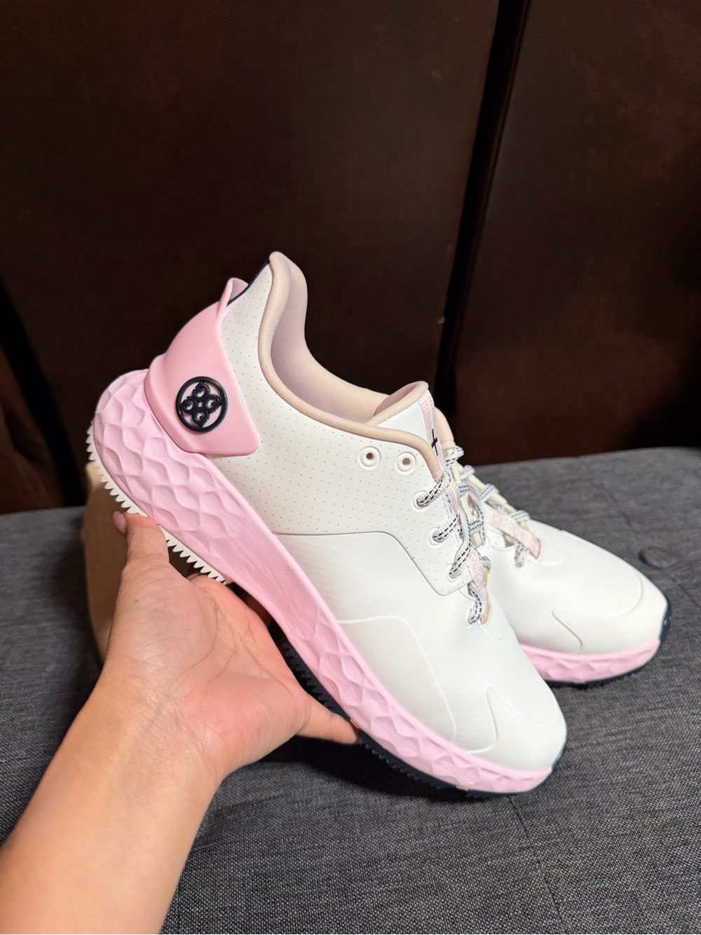 G/FORE MG4+ Women's Perforated Spikeless Golf Shoes Snow Blush White Pink Size9